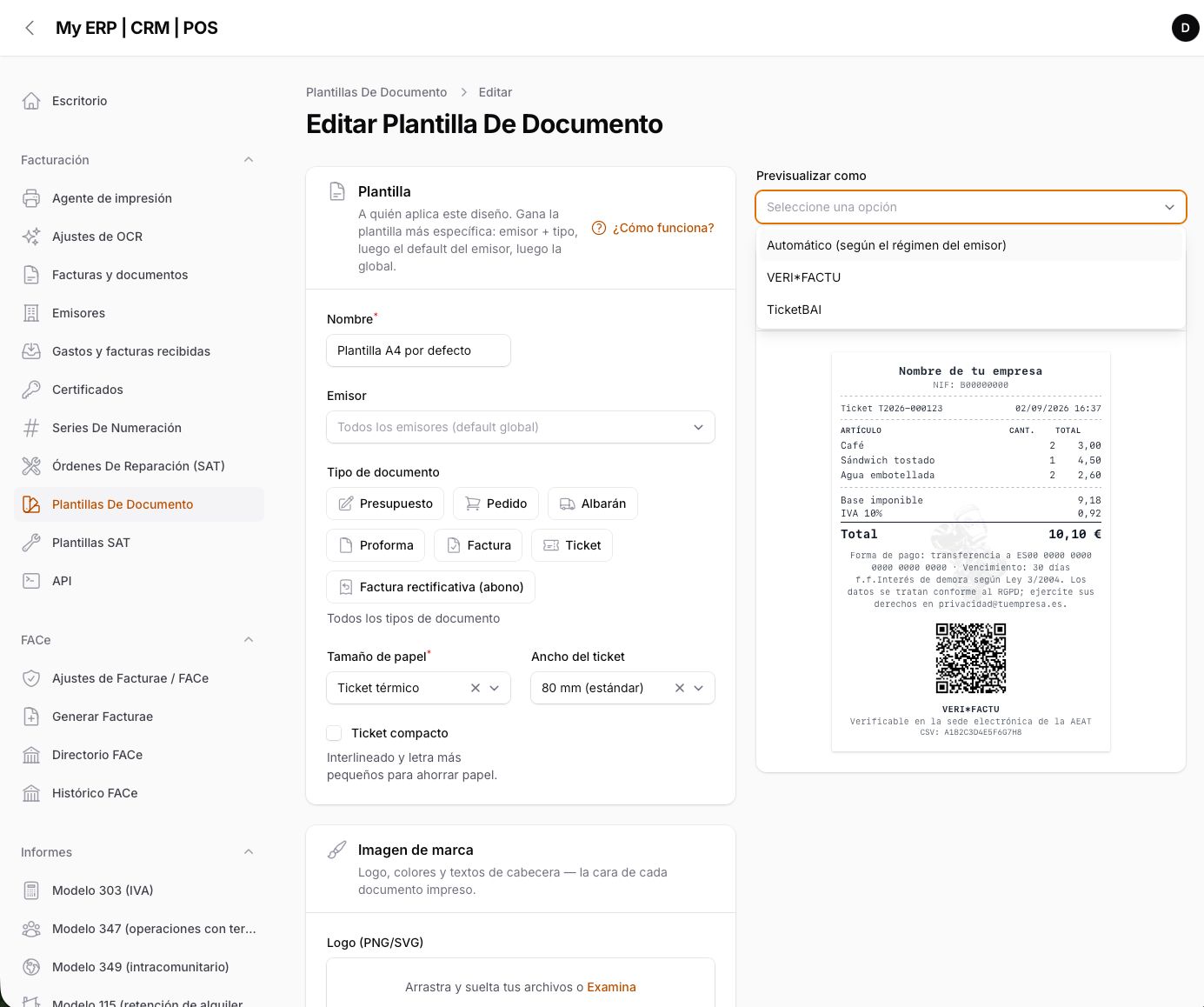 Template designer ticket