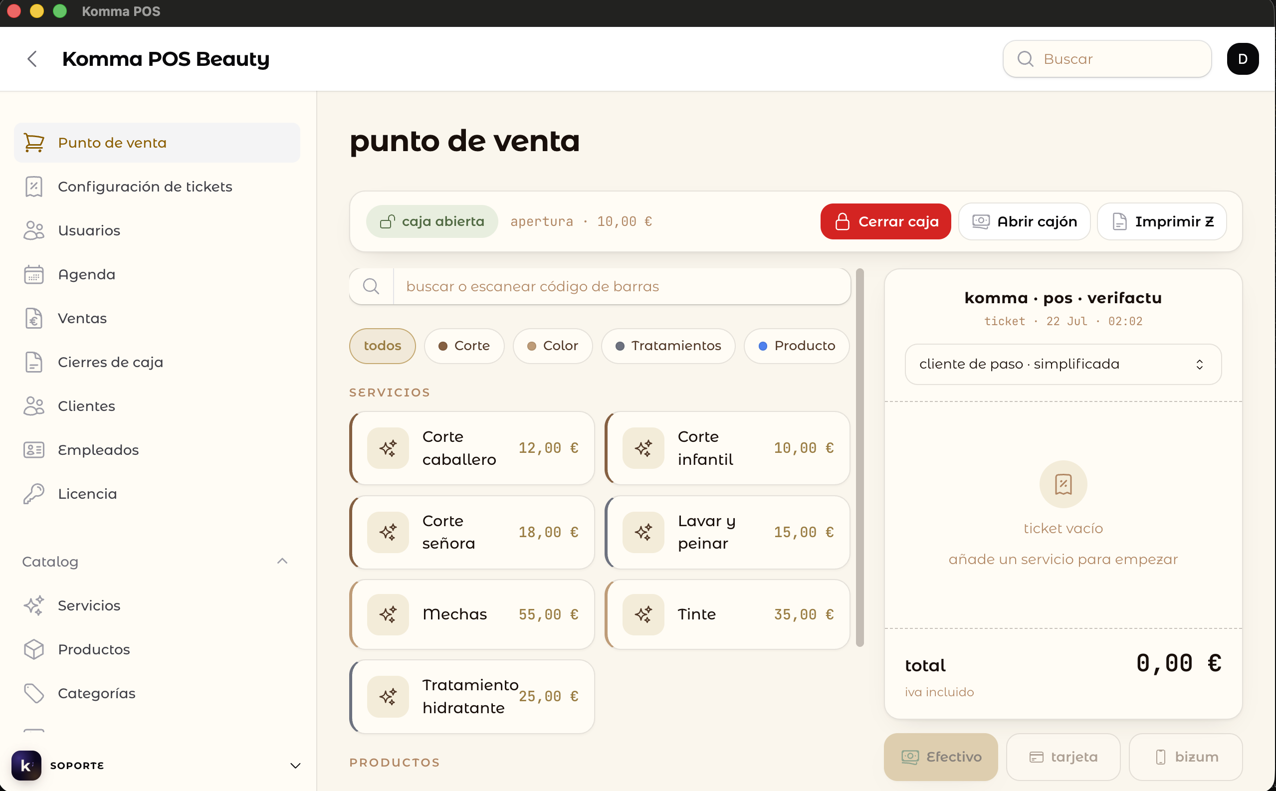 Komma POS Beauty — el tpv completo del salón