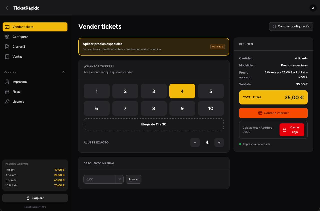 Pantalla de ventas